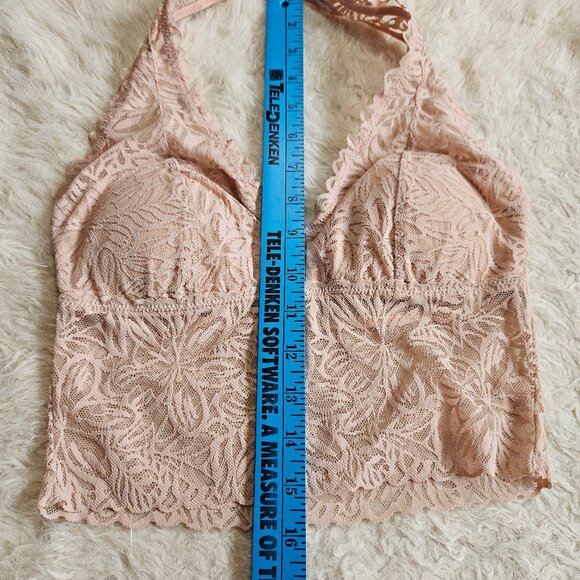 Aerie Women's Light Pink Firework Lace Padded Halter Bralette Size: S - Picture 4 of 8